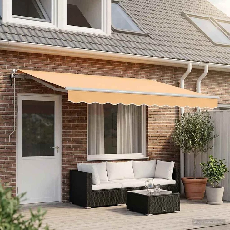 vidaXL Ausziehbare Markise Sand 600 x 350 cm Stoff und Aluminium 3426502 – Bild 1