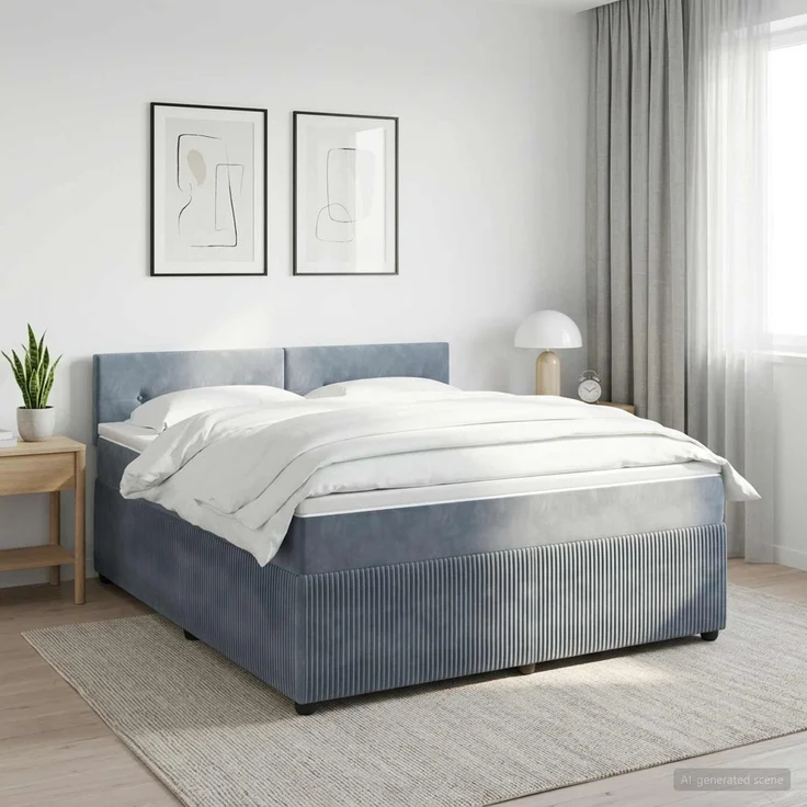 vidaXL Boxspringbett mit Matratze Dunkelgrau 180 x 200 cm Samt 3451728 – Bild 1