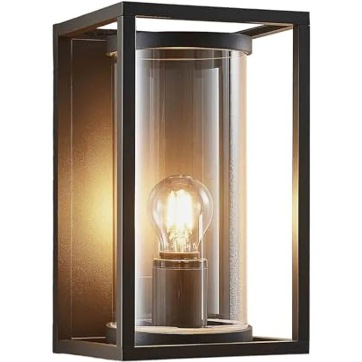 Lucande Wandleuchte außen Brienne, spritzwassergeschützt (IP54), Aluminium, 1-flammig, E27, moderne Außenlampe für Terrasse, Garten und Balkon