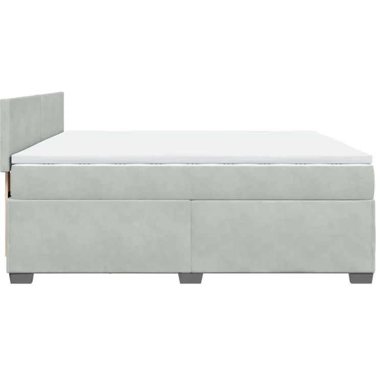 vidaXL Boxspringbett mit Matratze Hellgrau 200x200 cm Samt 3288696 – Bild 7