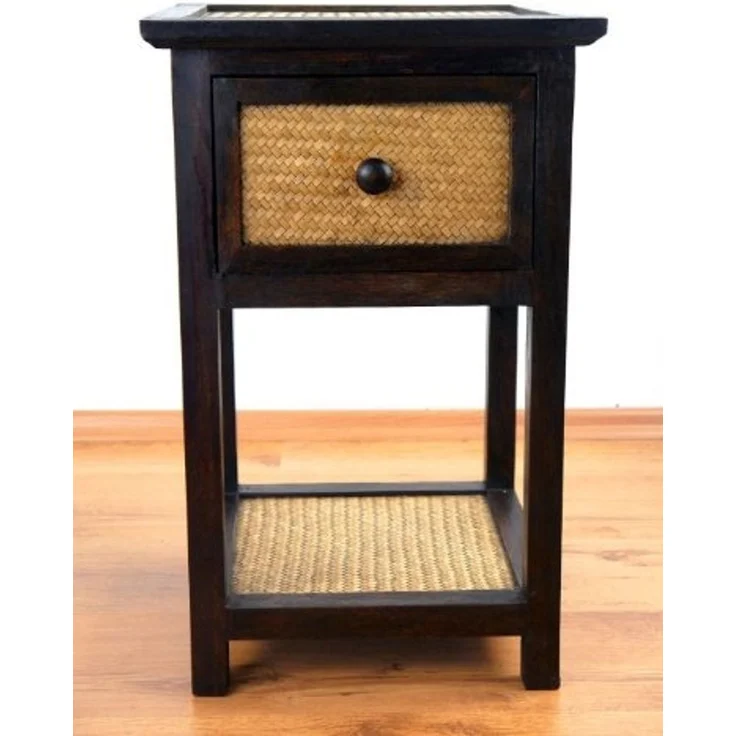 livasia Nachtschrank Rattan Nachttisch 35x35x55cm – Handgefertigt mit Schublade – Bild 2