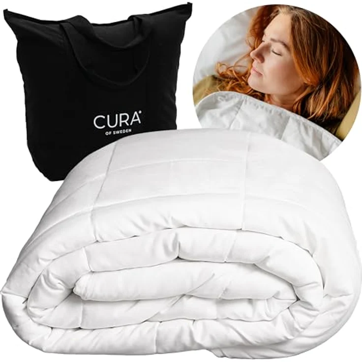 CURA Pearl Classic Gewichtsdecke 150x210 7kg - Anti Stress Therapiedecke - Schwere Decke für tiefen Schlaf und bessere Erholung - Schwere Bettdecke aus 100% Baumwolle - Heavy Weighted Blanket – Bild 2