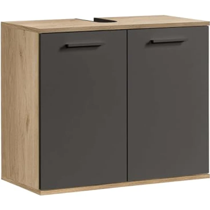 mokebo Waschbeckenunterschrank Der Waschbär (mit Einlegeboden) Waschtischunterschrank oder Badezimmerschrank in Eiche Schwarz – Bild 2