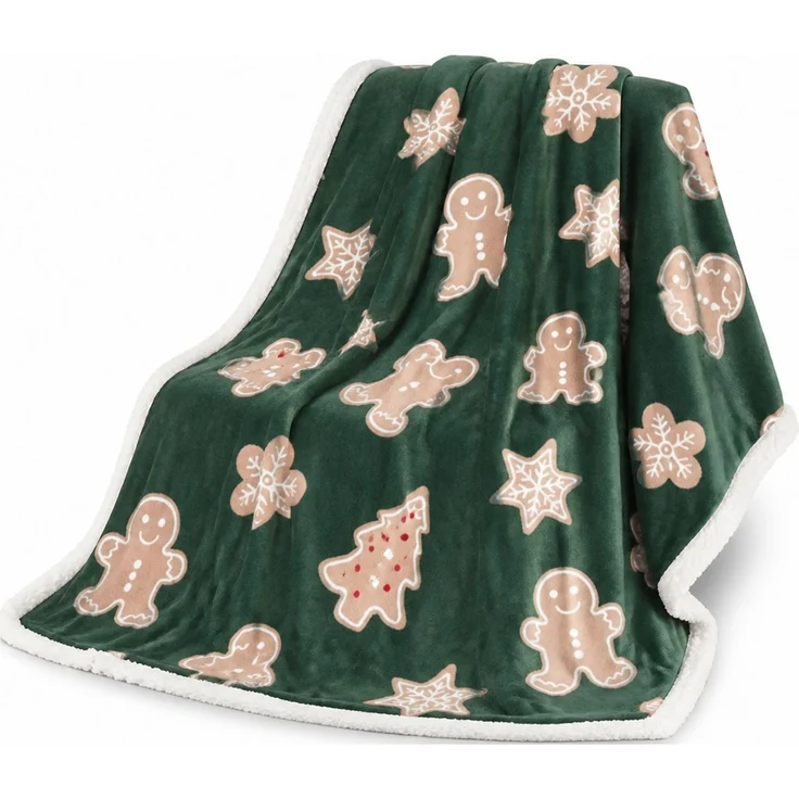 Weihnachts-Flanelldecke mit Digitaldruck Grün, für Bett, 264x228 cm – Bild 1