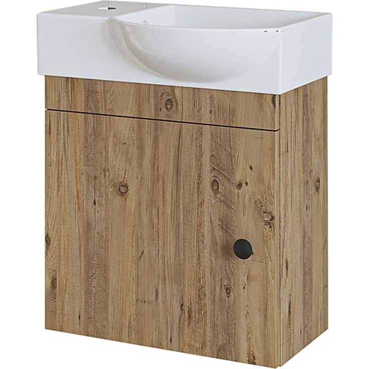 Roomart PUNTO Badmöbel Set– 2-teiliges Badezimmermöbel Set - Waschbecken mit Unterschrank - H 45 x B 24.5 x T 46.5 cm • Eiche – Bild 7