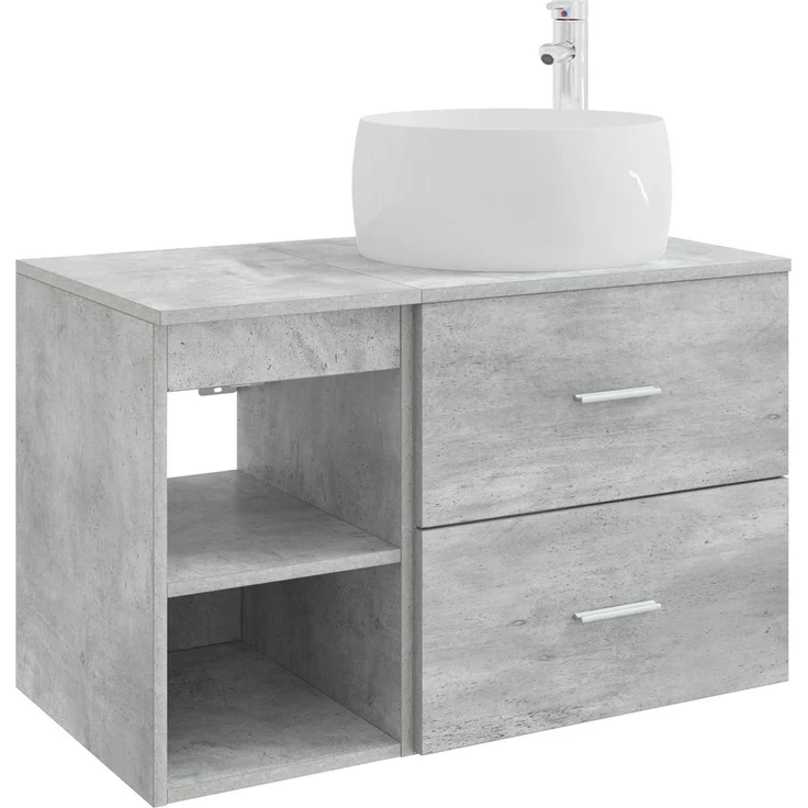 vidaXL Wandmontiertes Badezimmermöbel-Set 2 stk. Betongrau 3403923 – Bild 2
