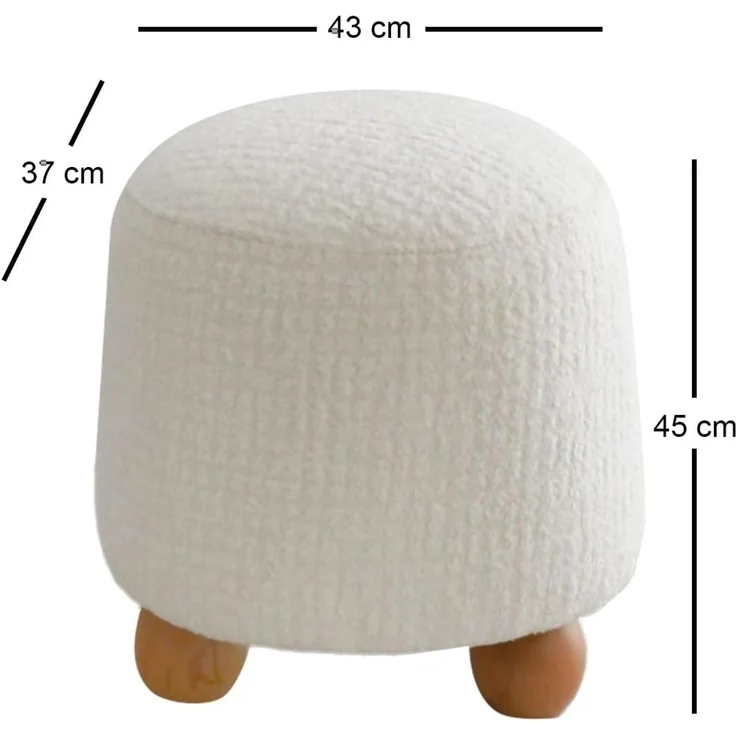 Hanah Home 'Fumi - White' Pouffe, Weiß, 43 x 45 x 37 cm – Bild 3
