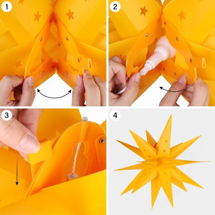 SALCAR 60cm Weihnachtsstern Beleuchtet Außen, 3D Leuchtstern – Bild 7