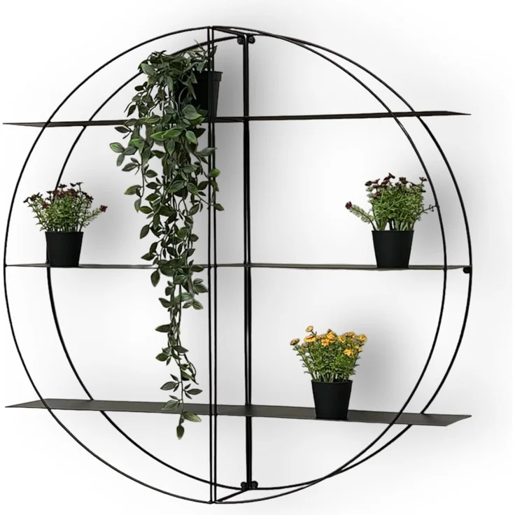 DanDiBo Wandregal Metall Schwarz Rund 96460 Wandmontage 80 cm Modern Wand Wandhalter Regal Wanddeko – Bild 7