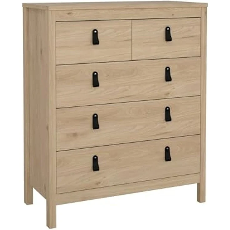 Dmora - Kommode Jeanine, Mehrzweckkommode, Schlafzimmerkommode, Schrank mit Schubladen, 82x38 h99 cm, Eiche – Bild 2