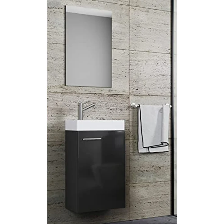 VCM Badmöbel Waschtisch Slito 914134 Schwarz B. 41 x H. 130 x T. 22 cm – Bild 3