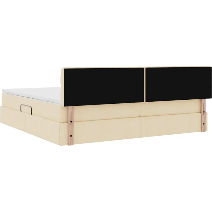 vidaXL LED-Speicherbett mit Matratze Creme 200 x 200 cm Stoff 3371233 – Bild 12