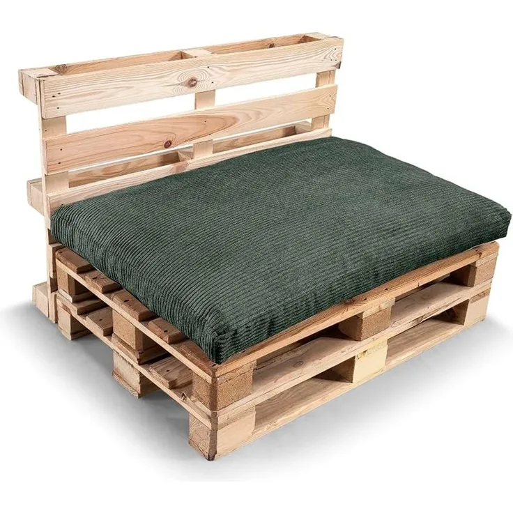 Gutekissen® Palettenkissen Gerippte Kissen mit Reißverschluss, Palettenauflagen Sitzkissen Rückenlehne Gerippt PWL (Sitzkissen 120x60, Grün)