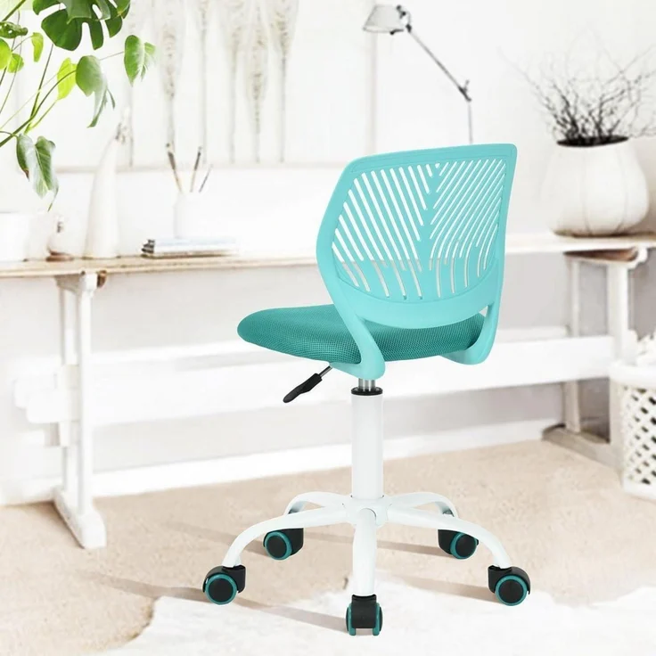 Verstellbarer Bürostuhl Stoff Aqua - Drehstuhl ohne Arm – Bild 7