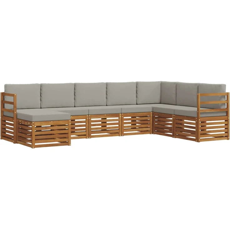 vidaXL Outdoor-Sofagarnitur 8 stk. 8-Sitzer Natur und Hellgrau 3375271 – Bild 2