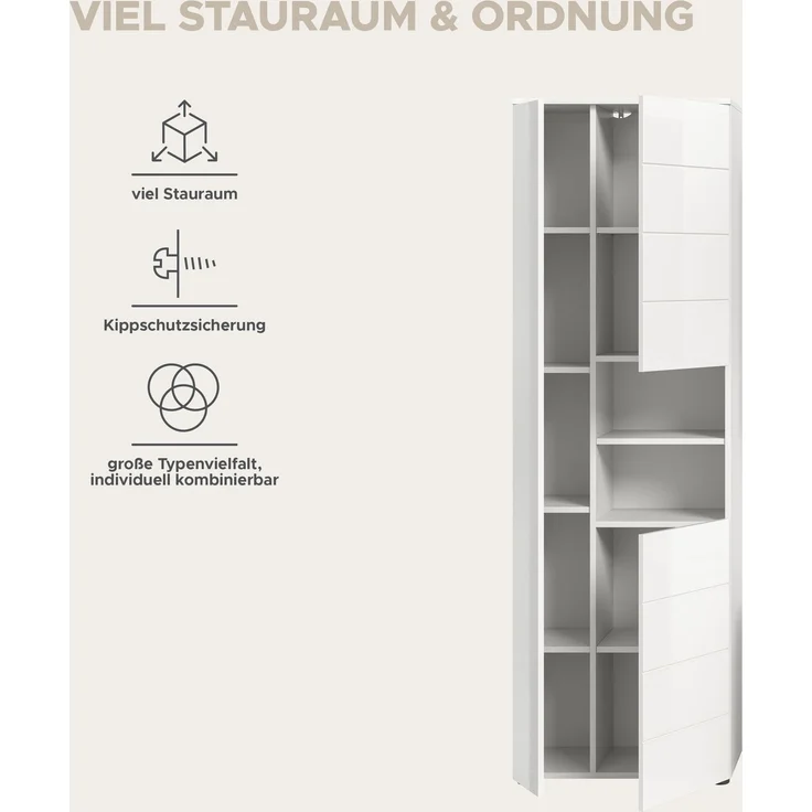Hochschrank (B/H/T: 60x190x34 cm) in weiß hochglanz tiefzieh – Bild 10