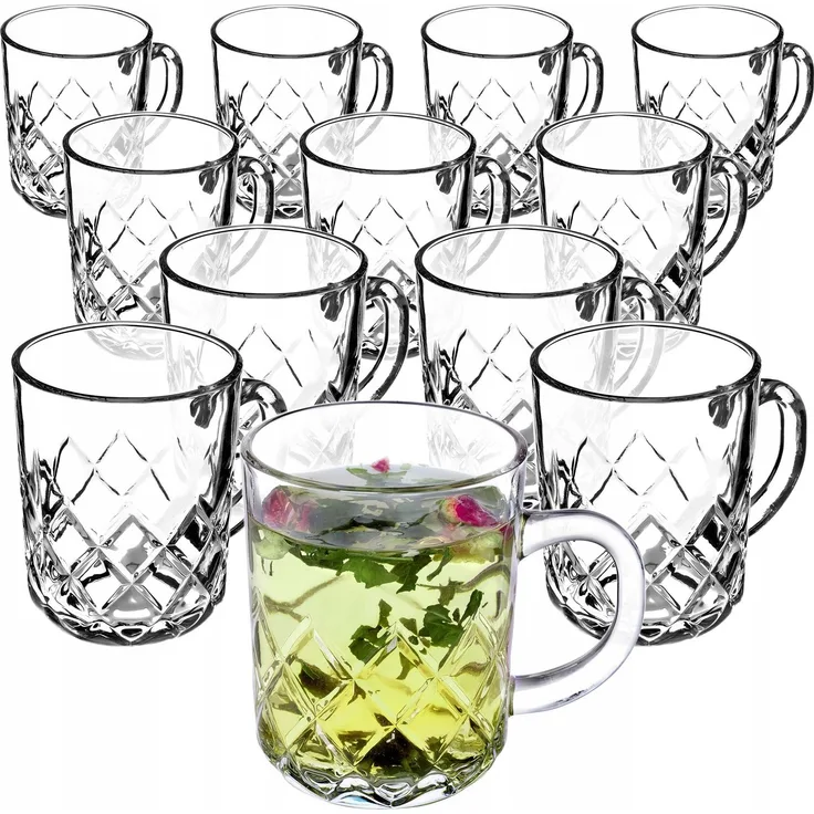 KADAX 12x Tee- und Kaffeegläser, 230 ml, Getränkeglas-Set mit Griff