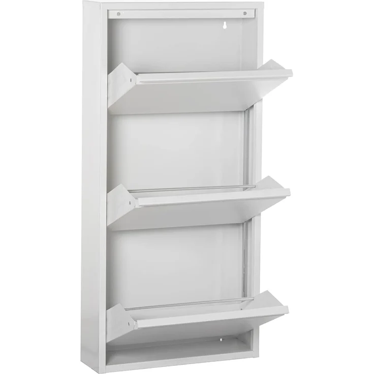DRW Schuhregal aus Metall mit 3 Klapptüren, 50 x 15 x 103 cm – Bild 3