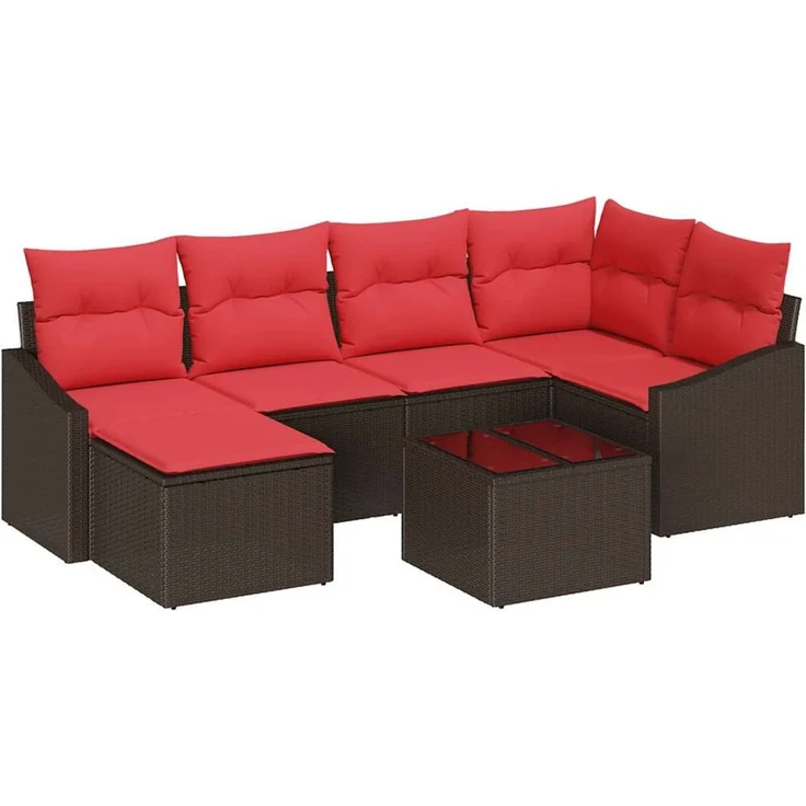 vidaXL Sofa Set 7 stk. Braun [Synthetisch]: Poly Rattan 3346804 – Bild 2