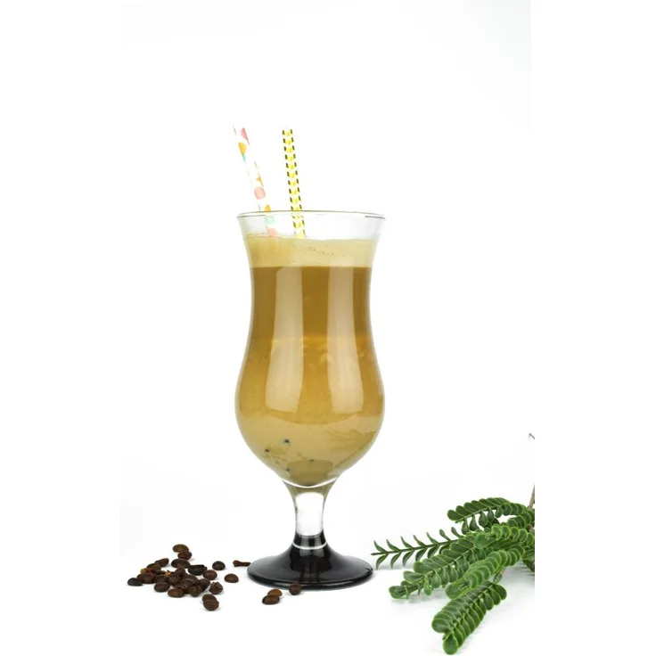 6 Stück Cocktailgläser 480ml mit schwarz handbemaltem Fuß Longdrink Trinkglas