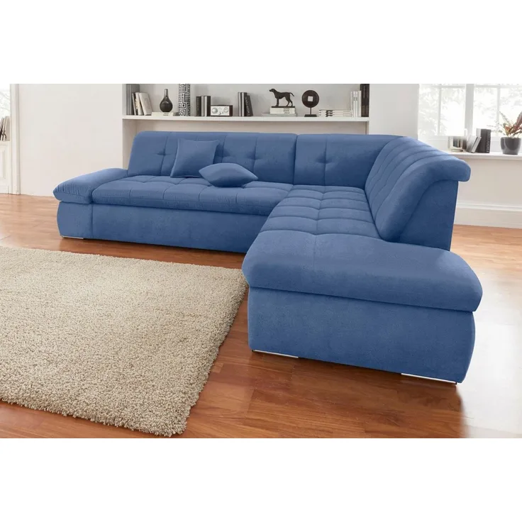 DOMO collection Ecksofa NMORIC inkl. Zierkissen 273x216x80 cm L-Form, Ottomanen-Abschluss, wahlweise mit Bettfunktion und Armlehnverstellung