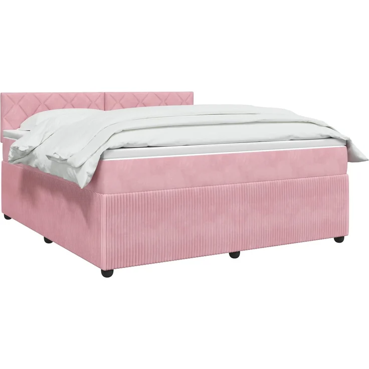 vidaXL Boxspringbett mit Matratze mit Kopfteil Rosa 140 x 200 cm Samt 3451702 – Bild 3