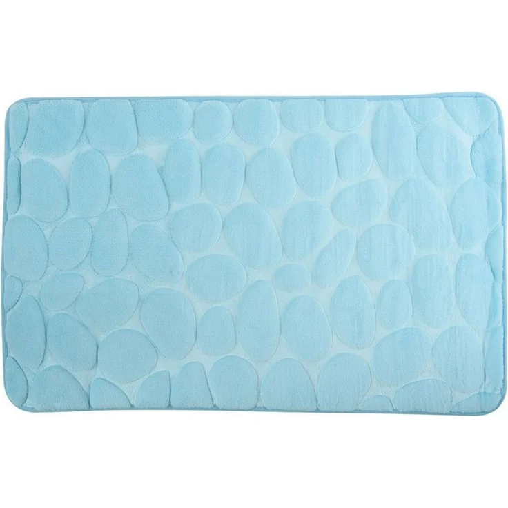 Badematte KIESELSTEIN, rutschhemmende Beschichtung, für Fußbodenheizung geeignet, strapazierfähig, waschbar, schnelltrocknend, Microfaser, PVC, aus super-weicher Microfaser, in 2 Größen und vielen trendigen Farben erhältlich, 40x60 cm, hellblau – Bild 5
