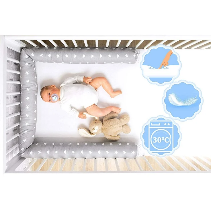 Amilian Nestchenschlange Bettschlange 210cm - Seitenschläferkissen - Nestschlangen, (Nestchenschlange für Kinderbett, Nestchen, Bettumrandung als Kopfschutz, Kantenschutz für Ihr Babybett), Nestchen - Bettumrandung als Kopfschutz - Kantenschutz für Bab... – Bild 2