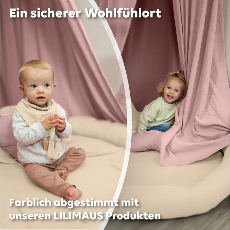 lilimaus Bodenkissen Sitzkissen für Kinder aus Musselin - Spielmatte & Kuschelecke, mit zarter Rüscheneinfassung - zum Lesen, Spielen & Kuscheln – Bild 4