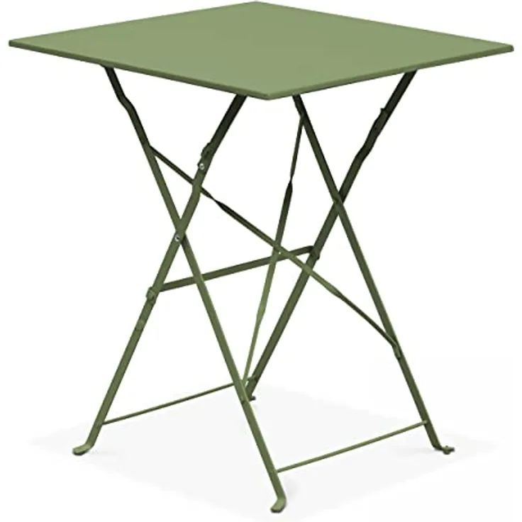 Oviala Bistrotisch Rome, Quadratisch, Dunkelgrün, Metall, 60x71x60 cm, klappbar, rostfrei, für 2-4 Personen