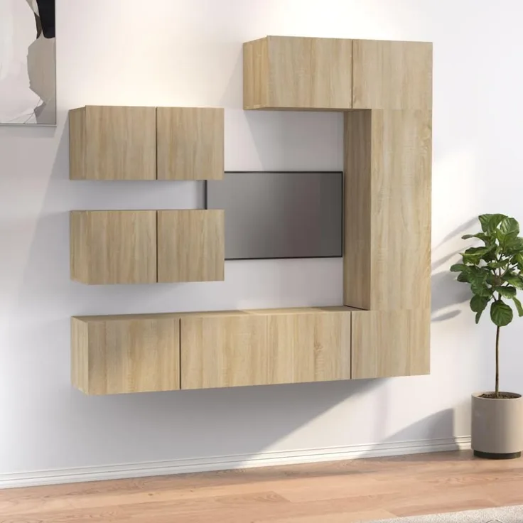 6-tlg. TV-Schrank-Set Sonoma-Eiche Holzwerkstoff [3114552]