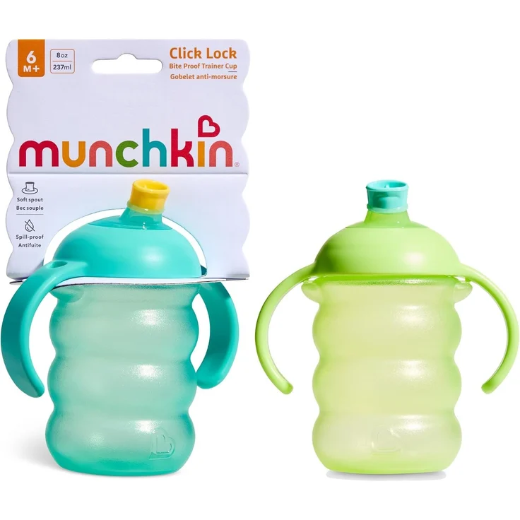 Munchkin Click Lock Schnabel 2er Pack | 6 m+ | 236 ml | Blau/Grün – Bild 1