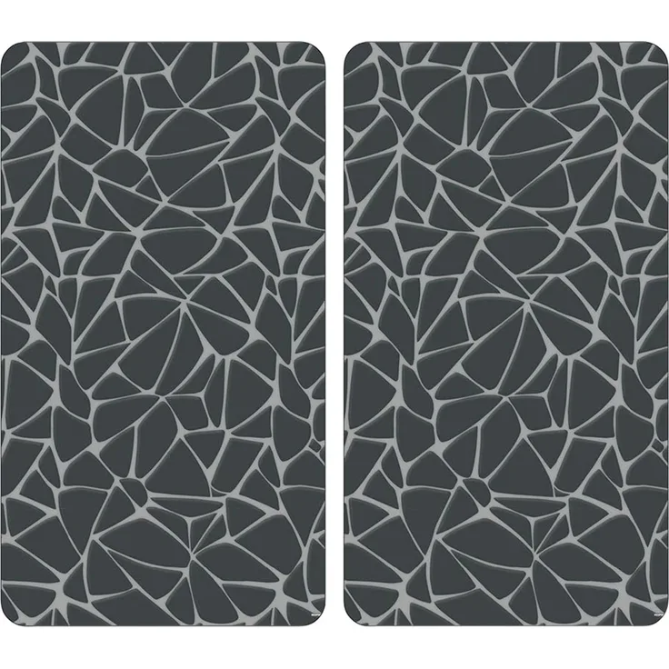 KESPER | Glasschneideplatte/Herdabeckplatte/Buffetplatte, Material: ESG-Sicherheitsglas, Maße: 50 x 28,5 cm, Stärke: 0,4 cm, Fußhöhe: 3 mm, Motivfolie: Mosaik Grau | 37535 13