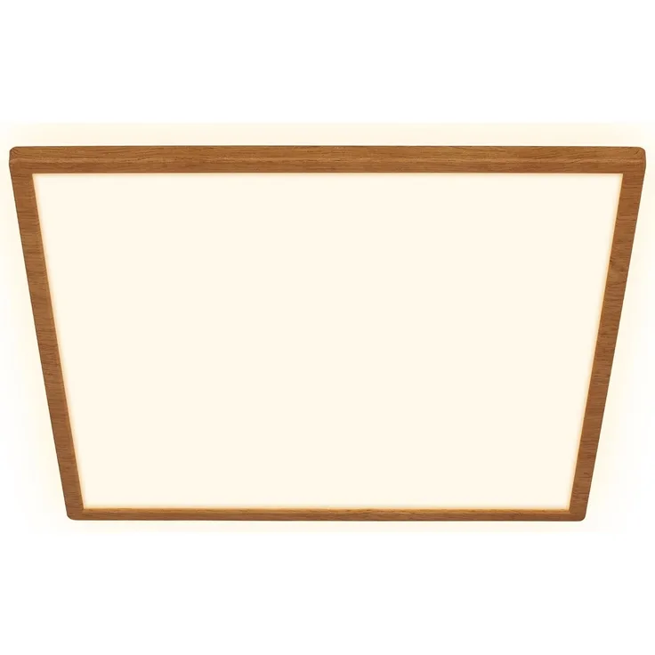 BRILONER - LED Deckenlampe mit indirektem Licht, flach, warmweißes Licht, Lampe, Deckenleuchte, Wohnzimmerlampe, LED Panel, Küchenlampe, Schlafzimmerlampe, 42x42x3 cm, Holzrahmen