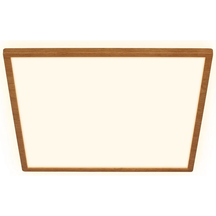 BRILONER - LED Deckenlampe mit indirektem Licht, flach, warmweißes Licht, Lampe, Deckenleuchte, Wohnzimmerlampe, LED Panel, Küchenlampe, Schlafzimmerlampe, 42x42x3 cm, Holzrahmen