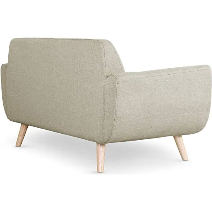 Menzzo Danube Skandinavisches 2-Sitzer Sofa mit Stoffbezug Beige – Bild 5