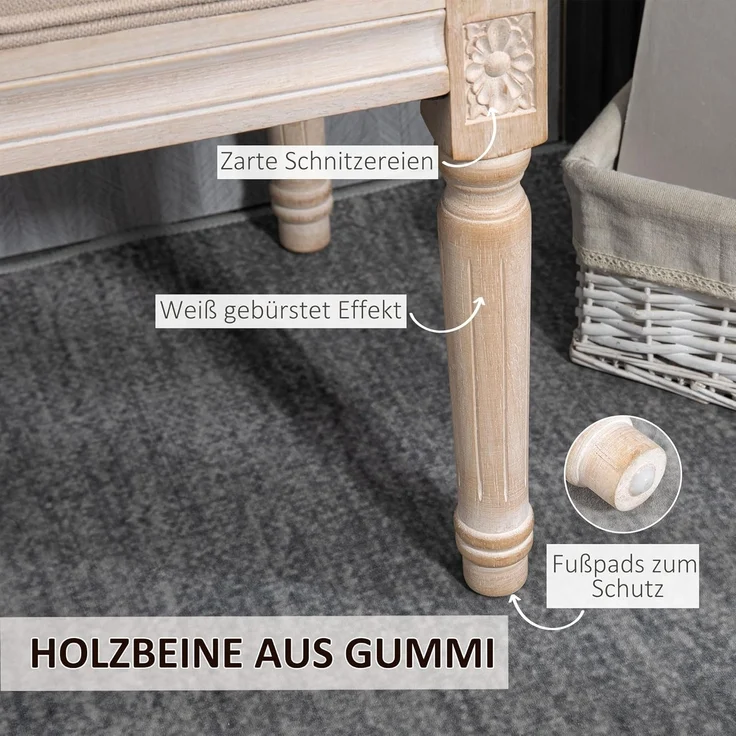 HOMCOM Polsterbank Flurbank mit Knöpfen (Bettbank, 1-St, Sitzbank), Beige 80 x 40 x 43cm – Bild 5