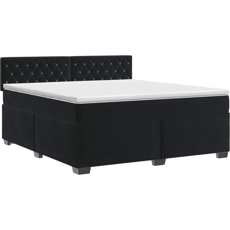 vidaXL Boxspringbett mit Matratze Schwarz 160 x 200 cm Samt 3450742 – Bild 2