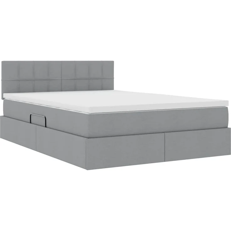 vidaXL LED-Speicherbett mit Matratze Hellgrau 140 x 200 cm Stoff 3371148 – Bild 6