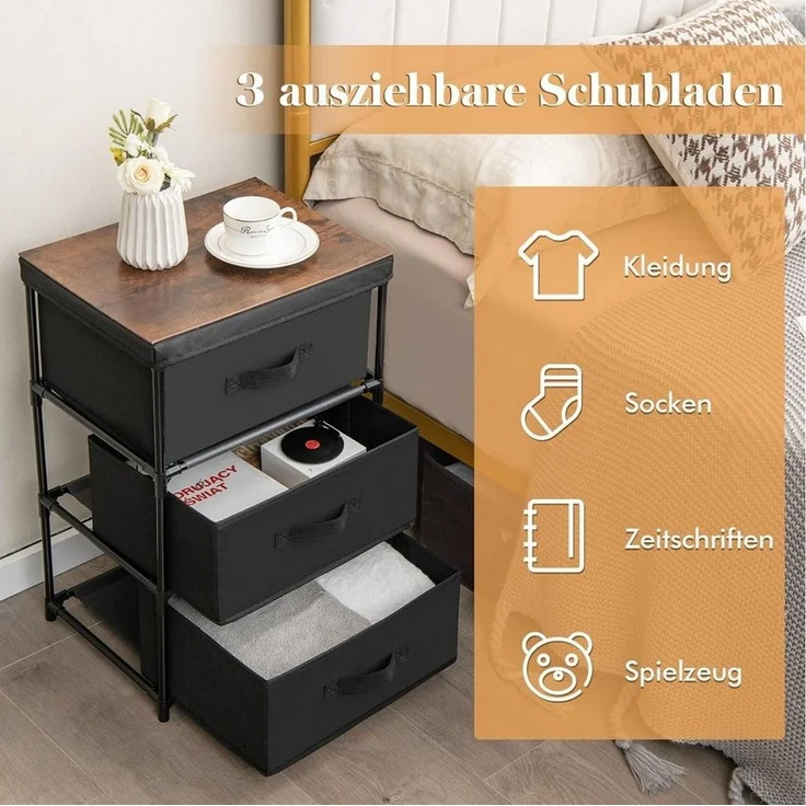 KOMFOTTEU Kommode Schubladenschrank, mit 3 Schubladen – Bild 3