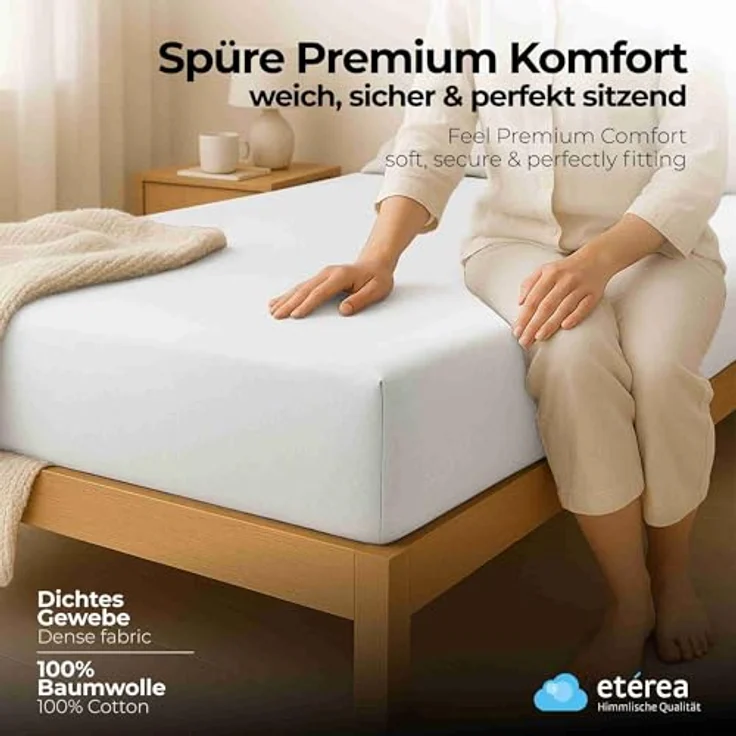 etérea Comfort Jersey Spannbettlaken Weiss 90x200 cm - 100x200 cm – Bild 3