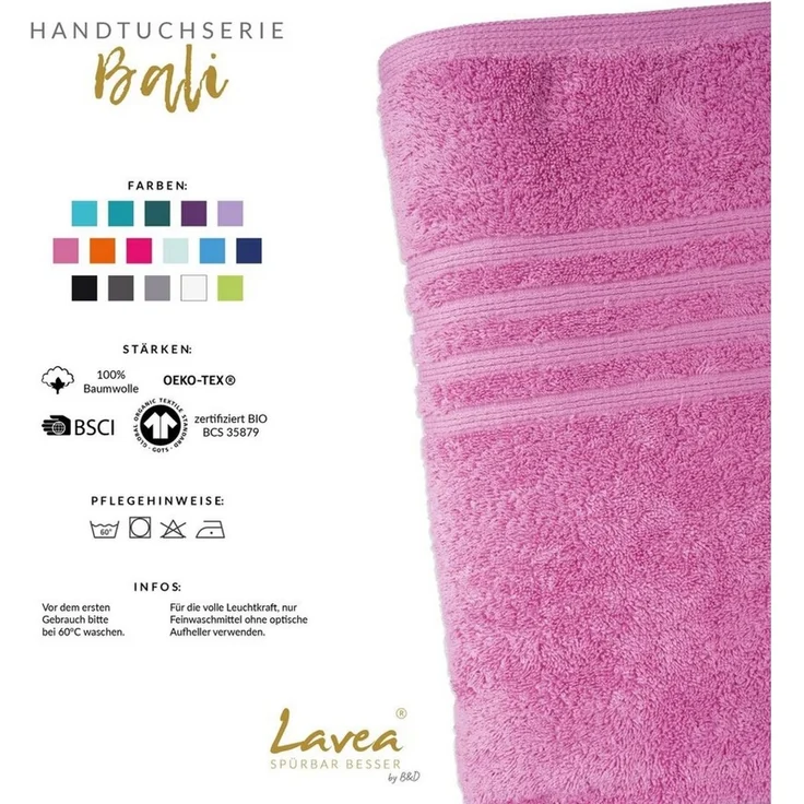 Lavea Saunatuch Bali Saunahandtuch 80x200 cm Saunahandtuch XXL 80x220 cm, Weiches Bio-Baumwollfrottee (1-St), pflegeleicht, GOTS-zertifiziert, extra saugstark mit 500g/m² – Bild 3
