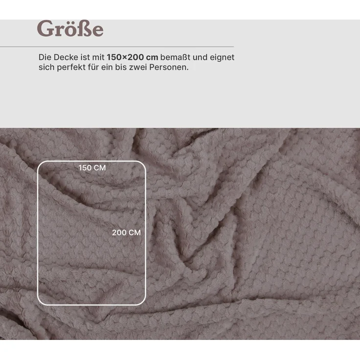 Kuscheldecke "Popcorn" Cashmere Soft-Touch Sandgrau 150x200 cm – Bild 2