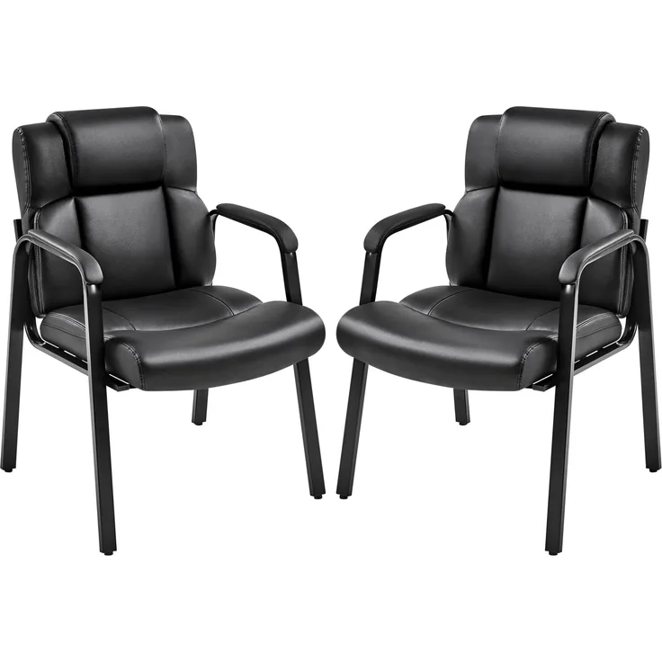 Yaheetech Besucherstühle Konferenzstühle mit Armlehnen 2 Stück Bürostuhl Schreibtischstuhl ohne Rollen Wartezimmerstühle Gästestühle Arbeitsstühle Polsterstuhl für Büro Konferenz Schwarz