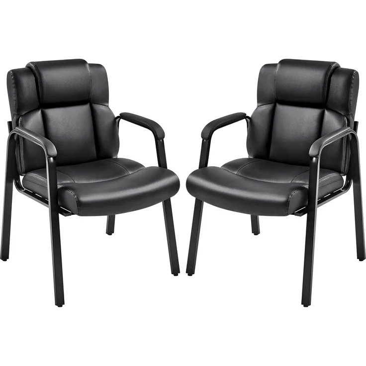 Yaheetech Besucherstühle Konferenzstühle mit Armlehnen 2 Stück Bürostuhl Schreibtischstuhl ohne Rollen Wartezimmerstühle Gästestühle Arbeitsstühle Polsterstuhl für Büro Konferenz Schwarz