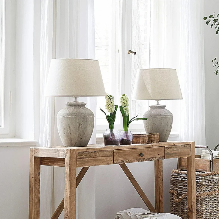 Mirabeau Tischleuchte Tischlampe Mosnay beige/antikgrau – Bild 3