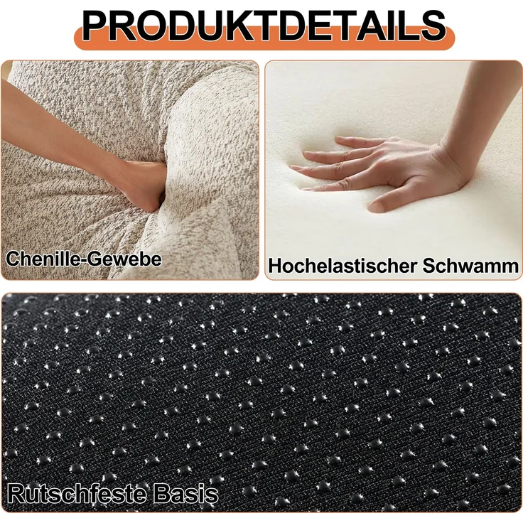 Schlafsofa aus Chenille, 2-in-1 mit Armlehnen-Ablagefach, 69,8x183,8x91,4 cm, cmKhaki – Bild 7