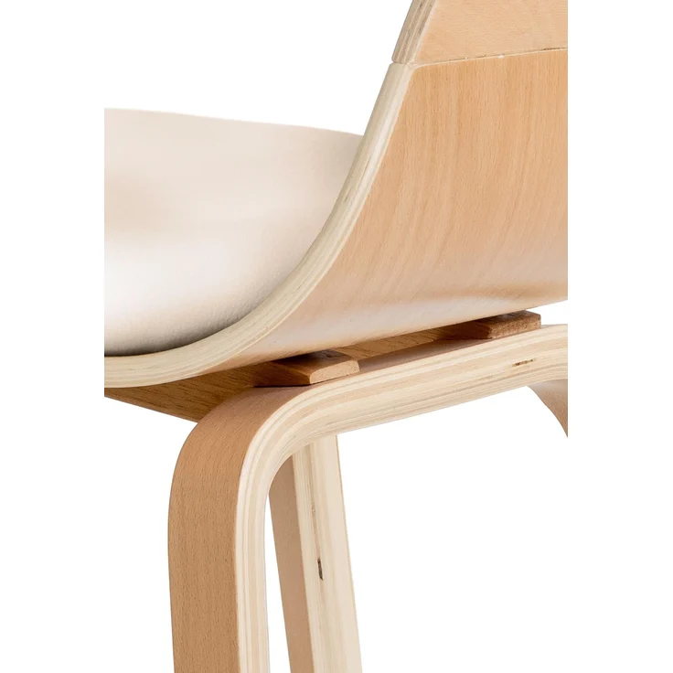 DELUKE® Besucherstuhl LONDON - 73x49x46cm, Natur/Creme Kunstleder Holz Gestell Konferenzstuhl Wartezimmerstuhl – Bild 6