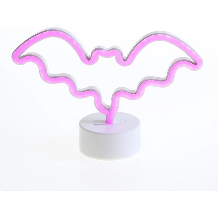 SATISFIRE LED Dekolicht LED NEON Figur Fledermaus Neonlicht Schild Leuchtfigur USB 17cm pink, LED Classic, pink – Bild 1