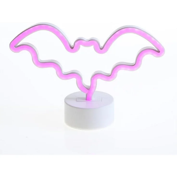 SATISFIRE LED Dekolicht LED NEON Figur Fledermaus Neonlicht Schild Leuchtfigur USB 17cm pink, LED Classic, pink